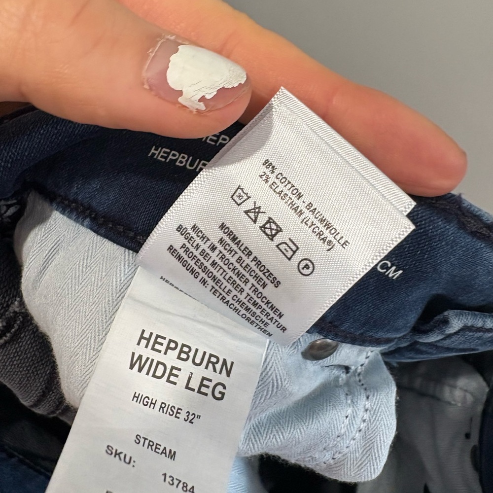 LIKE NEW- DL1961-Hepburn Wide-leg High-rise Jeans In Stream - Picture 13 of 13